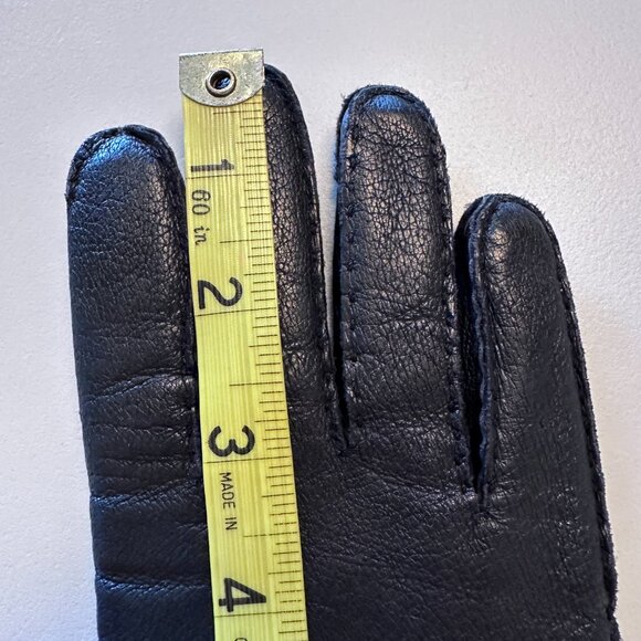 Women's Winter Leather Gloves sz 7.5 - Matt Black - Picture 10 of 11
